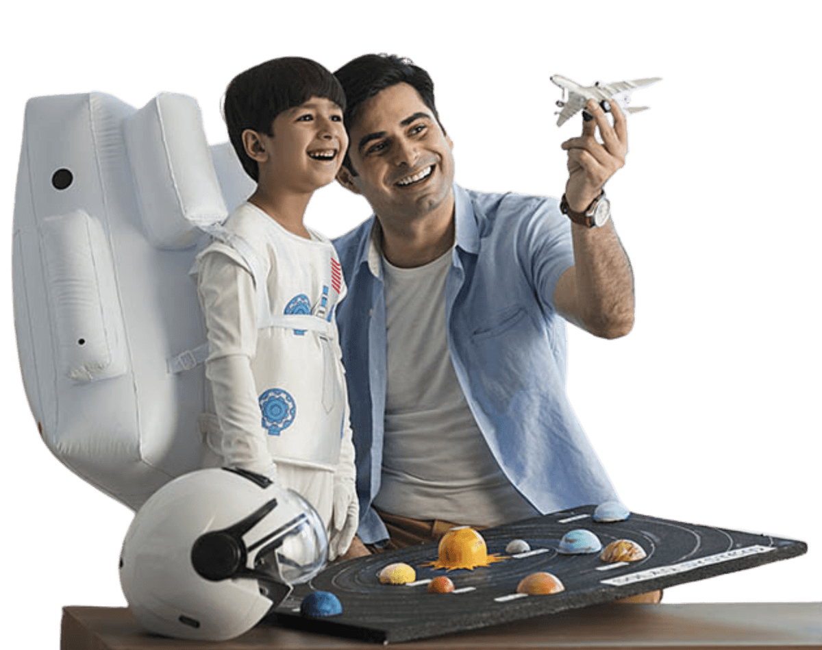 Father and child playing